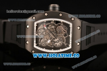 Richard Mille RM 055 Bubba Watson Tourbillon Manual Winding PVD Case with Skeleton Dial Black Rubber Strap and White Inner Bezel