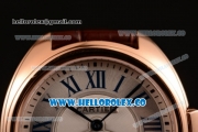 Cartier Cle de Cartier Swiss Tourbillon Manual Winding Rose Gold Case with White Dial and Brown Leather Strap