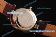 Chopard Swiss ETA Quartz Steel Case with MOP Dial and Plum Leather Strap