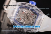 Richard Mille RM 56-01 Tourbillon Miyota 6T51 Manual Winding Sapphire Crystal Case with Skeleton Dial and Aerospace Nano Translucent Strap - Blue Inner Bezel