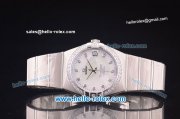 Omega Constellation Co-Axial Swiss ETA 2824 Automatic Full Steel with Diamond Bezel and White MOP Dial