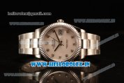 Rolex Datejust Oyster Perpetual Swiss ETA 2836 Automatic Steel Case White Dial With Diamonds Markers Steel Bracelet (BP)