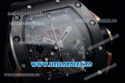 Richard Mille RM 011 Felipe Massa Chronograph Swiss Valjoux 7750 Automatic PVD Rose Gold Case with Black Dial Arabic Numeral Markers and Black Rubber Strap