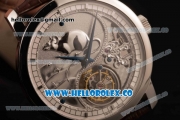 Vacheron Constantin Traditionelle Minute Repeater Tourbillon Swiss Tourbillon Manual Winding Steel Case with Steel Bezel Gray Dial and Brown Leather Strap