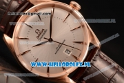 Omega De Ville Tresor Master Co-Axial Clone Omega 8801 Automatic Rose Gold Case with White Dial and Brown Leather Strap