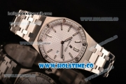 Audemars Piguet Royal Oak 33MM Miyota Quartz Steel Case/Bracelet with White Dial Stick Markers and Diamonds Bezel (EF)