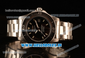 Breitling SuperOcean 44mm 2824 Auto Steel Case with Black Dial and Steel Bracelet White Hands - 1:1 Origianl (GF)