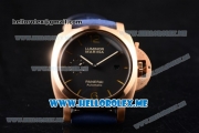 Panerai Luminor Marina 1950 3 Days Automatic PAM00359R Asia ST25 Automatic Rose Gold Case with Black Dial and Stick/Arabic Numeral Markers Blue Leather Strap