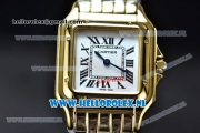 Cartier Santos 100 Japanese Miyota Quartz Yellow Gold Case with White Dial Roman Numberal Markers and Yellow Gold Bracelet