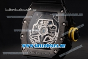 Richard Mille RM 011 Felipe Massa Flyback Swiss Valjoux 7750 Automatic PVD Case with Skeleton Dial and Black Rubber Strap Yellow Markers