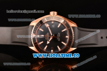 Omega Seamaster Planet Ocean 600 M Co-Axial Clone Omega 8501 Automatic Rose Gold Case with Black Dial and White Stick/Arabic Numeral Markers