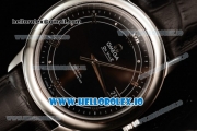 Omega De Ville Prestige Co-Axial Clone Omega Calibre 2500 Automatic Movement Steel Black Dial and Roman Numeral Markers Leather Strap (YF)