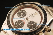 Rolex Daytona Vintage Edition Chronograph Swiss Valjoux 7750 Manual Winding Steel Case/Strap with White Dial and Red Markers