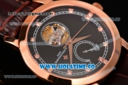 Vacheron Constantin Patrimony Tourbillon Swiss ETA 2824 Automatic Rose Gold Case with Black Dial and Diamonds Markers