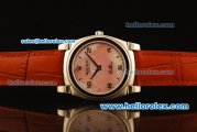 Rolex Cellini Swiss Quartz Steel Case with Pink MOP Dial and Brown Leather Strap