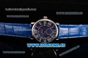 Cartier Rotonde De Asia Manual Winding Steel Case with Blue Dial and White Roman Numeral Markers