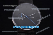 Greyhours Essential - Dark Hours Miyota Quartz PVD Case/Bracelet with Black Dial Blue Second Hand and Stick Markers