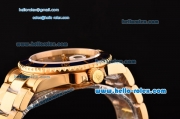 Rolex Submariner Asia 2813 Automatic Yellow Gold Case/Strap with Silver Dial Diamond Markers and Blue Bezel - ETA Coating