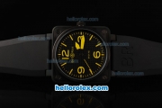 Bell & Ross BR 01-92 Automatic Movement with PVD Case and Blake Dial and Yellow Marker-Black Rubber Strap