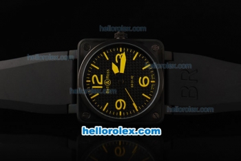 Bell & Ross BR 01-92 Automatic Movement with PVD Case and Blake Dial and Yellow Marker-Black Rubber Strap