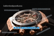 Hublot Big Bang Unico Chrono Swiss Valjoux 7750 Automatic Rose Gold Case with Skeleton Dial and Black Rubber Strap - 1:1 Original