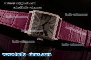 Franck Muller Master Square Swiss ETA 2824 Automatic Steel Case Diamond Bezel with Peach Leather Strap and Diamond Dial