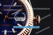 Rolex Datejust Clone Rolex 3135 Automatic Two Tone Case/Bracelet with Dark Blue Dial and Stick Markers (BP)