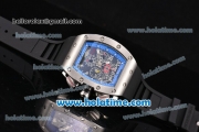 Richard Mille Felipe Massa Flyback Asia Automatic Steel Case with Black Rubber Strap and Skeleton Dial