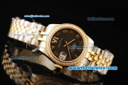 Rolex Datejust Automatic Movement ETA Coating Case with Diamond Bezel and Roman Numerals-Two Tone Strap