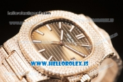 Patek Philippe NAUTILUS All Diamond Rose Gold Case With Clone Original Movement 1:1 Clone