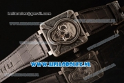 Bell & Ross BR 01-92 Burning Skull Asia Automatic Steel Case with Skull Dial and Black Genuine Leather