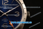 Bell&Ross Vintage BR 123 GMT Miyota 9015 Automatic Steel Case with Blue Dial and Black Rubber Strap