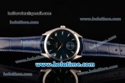 Omega Seamaster Aqua Terra 150 M Small Seconds 6497 Manual Winding Steel Case with Blue Dial and Blue Leather Strap