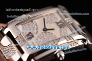 Patek Philippe Twenty-4 Swiss Quartz Steel Case with Brown Leather Strap and Diamond/MOP Dial