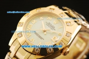 Rolex Datejust Automatic Movement Full Gold with Green Dial and Roman Numerals-ETA Coating Case