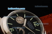 Panerai PAM 124 Luminor Power Reserve Automatic Movement Black Dial with Green Stick Markers and Brown Leather Strap