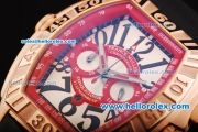 Franck Muller Conquistador F1 Singapore GP Chronograph Quartz Movement Rose Gold Case with Black Arabic Numerals and Rose Gold Bezel