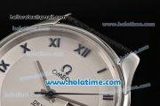 Omega De Ville Co-Axial Annual Calendar Clone 8500 Automatic Steel Case with Blue Roman Numeral Markers and White Dial - 1:1 Original