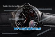 Cartier Ballon Bleu De Cartier Large Swiss ETA 2824 Automatic PVD Case with Black Dial and Black Leather Strap Roman Numeral Markers (V6)