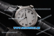 Patek Philippe Calatrava Miyota 9015 Automatic Steel Case with Black Leather Strap White Dial and Roman Numeral Markers