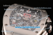 Richard Mille Felipe Massa Flyback Chrono Swiss Valjoux 7750 Automatic Steel Case with Skeleton Dial and Red Rubber Bracelet