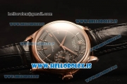 Rolex Cellini Rose Gold Black Dial Rolex 3186 Auto Black Leather Strap 50515