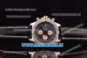 Breitling Avenger Chrono Swiss Valjoux 7750-SHG Automatic Stainless Steel Case Stick Markers with Blakc Leather Strap and Black Dial