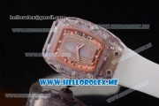 Richard Mille RM 07-02 Miyota 9015 Automatic Pink Sapphire Case with White Rubber Strap White Markers and Blue MOP Dial