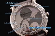 Chopard Happy Sport - Mickey Swiss Quartz Stainless Steel Case Diamond Bezel with Grey Leather Strap and Mickey Dial