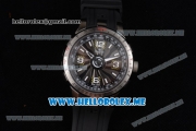 Perrelet Turbine Pilot Asia Automatic Steel Case with Black Dial and Arabic Numeral Markers Black Rubber Strap