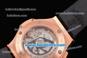 Hublot Big Bang Chrono Clone HUB4100 Automatic Rose Gold Case with Black Rubber Strap and Black Dial - 1:1 Original