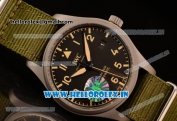 IWC Pilot's Watch Mark XVIII Miyota 9015 Automatic Steel Case Black Dial With Arabic Numeral Markers Brown Nylon Strap