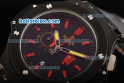 Hublot Big Bang Ayrton Senna Chronograph Miyota Quartz Movement PVD Case with Black Dial and Red Stick Markers