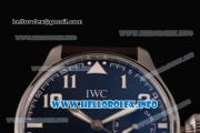 IWC Big Pilot Real PR IW500908 "Le Petit Prince" Clone IWC 52010 Automatic Steel Case with Blue Dial Number Markers and Grey Leather Strap - 1:1 Best Edition (ZF)